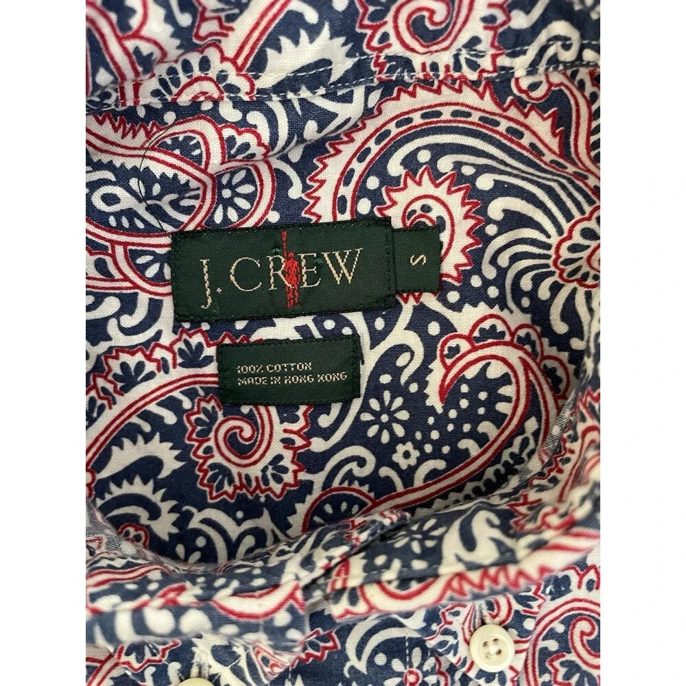 J. Crew Shirt Men’s Size Small Red White Blue Paisley Print Patriotic